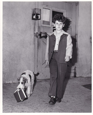 song of the thin man production still photo dean stockwell with asta
